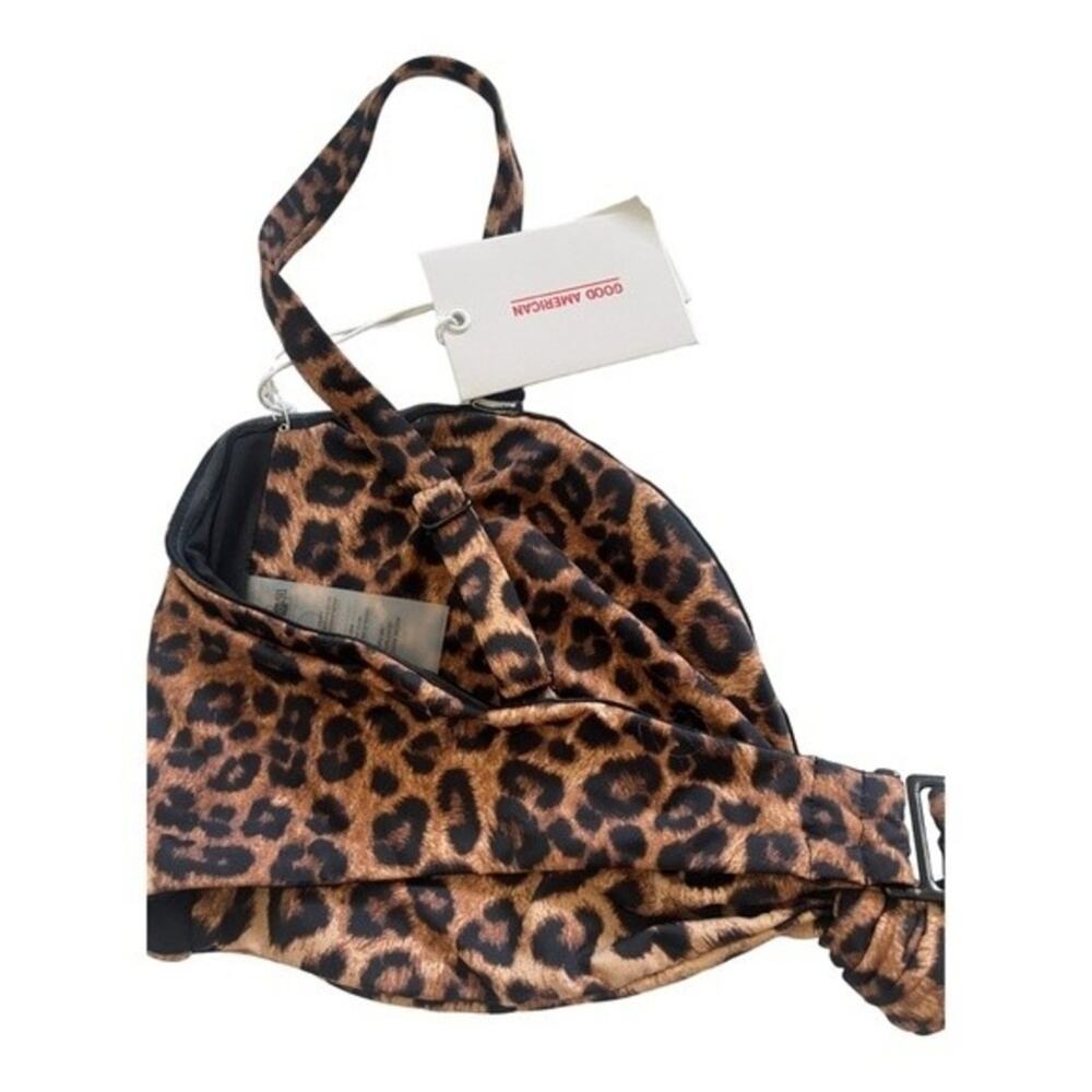 Good American Better Bikini Top Tie Front Leopard Print Summer Beachy 4XL Pool - Picture 8 of 9
